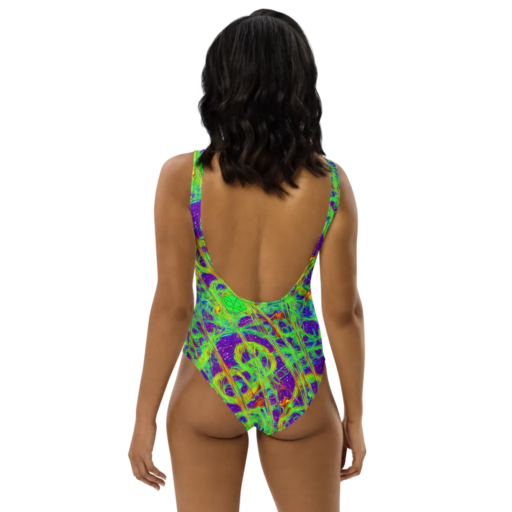 Wild Neon on One-Piece Swimsuit — Back