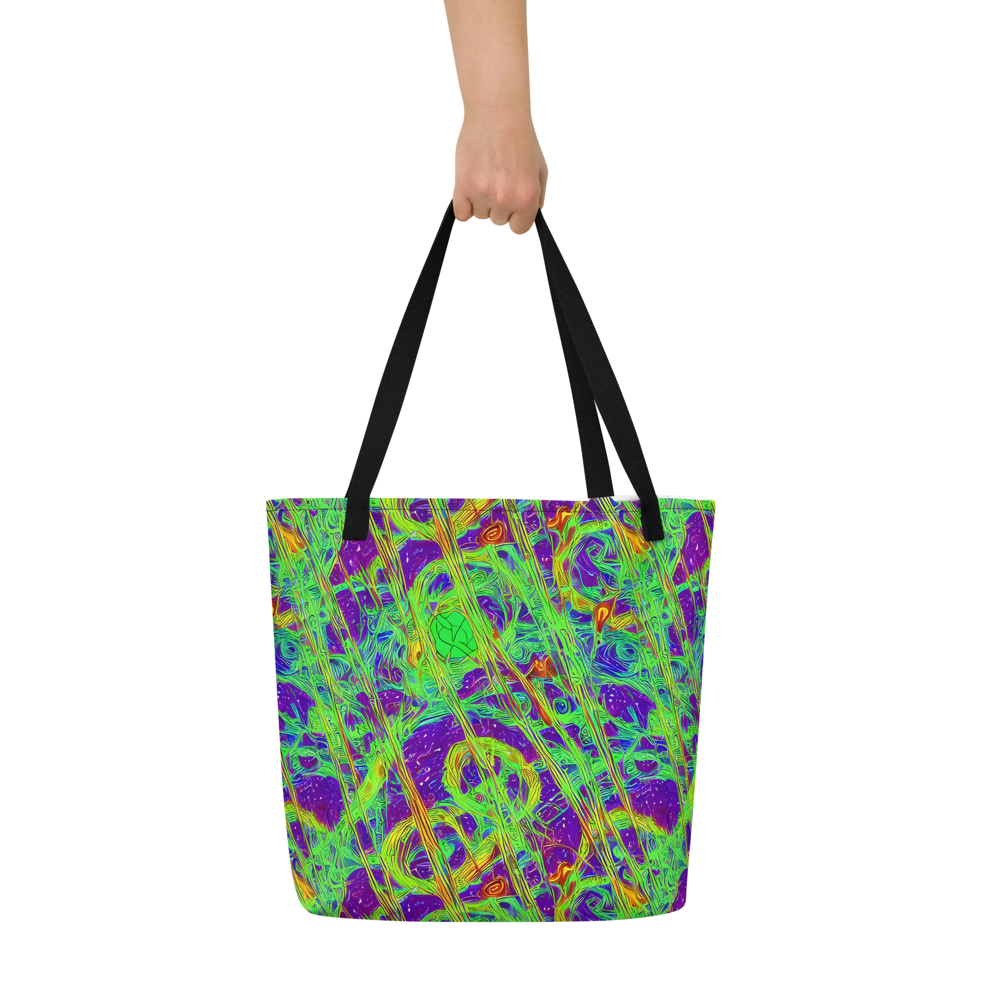 Wild Neon on Large Tote Bag W/ Pocket — Front