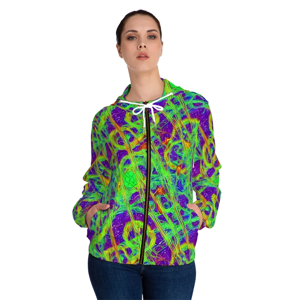 Wild Neon on Women's Full-Zip Hoodie — Front On Person