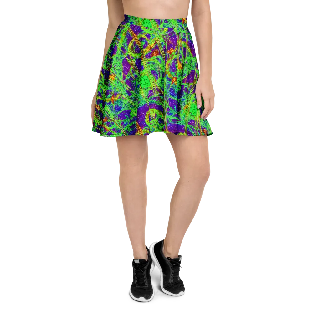 Wild Neon on Skater Skirt — Front