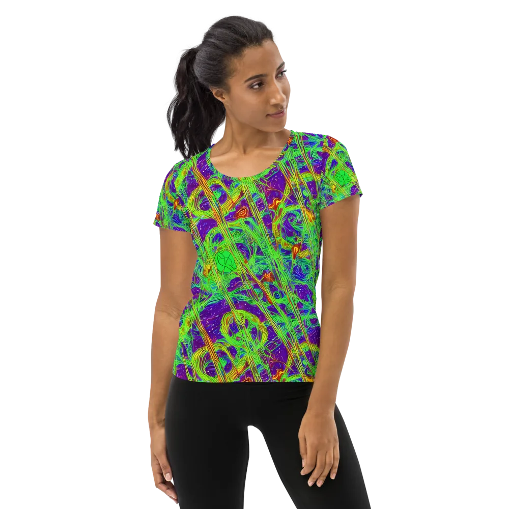 Wild Neon on Women's Athletic T-Shirt — Front