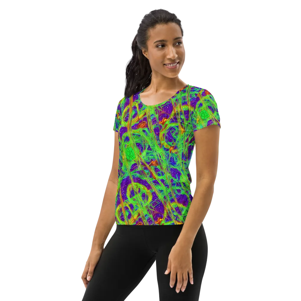 Wild Neon on Women's Athletic T-Shirt — Left