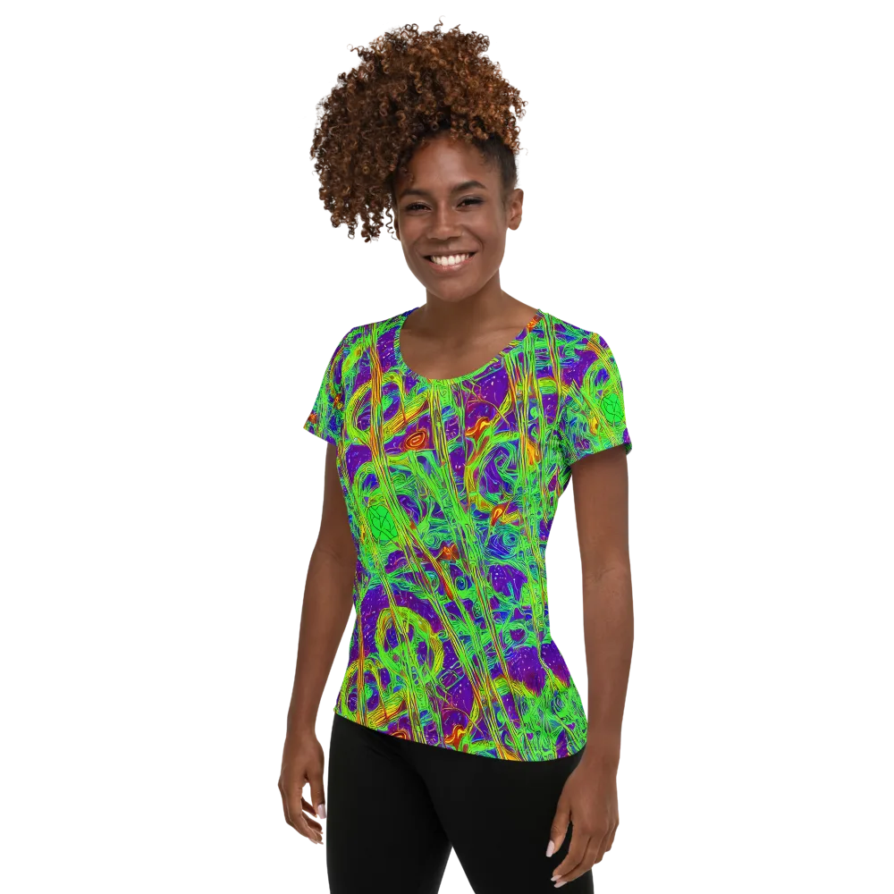 Wild Neon on Women's Athletic T-Shirt — Left
