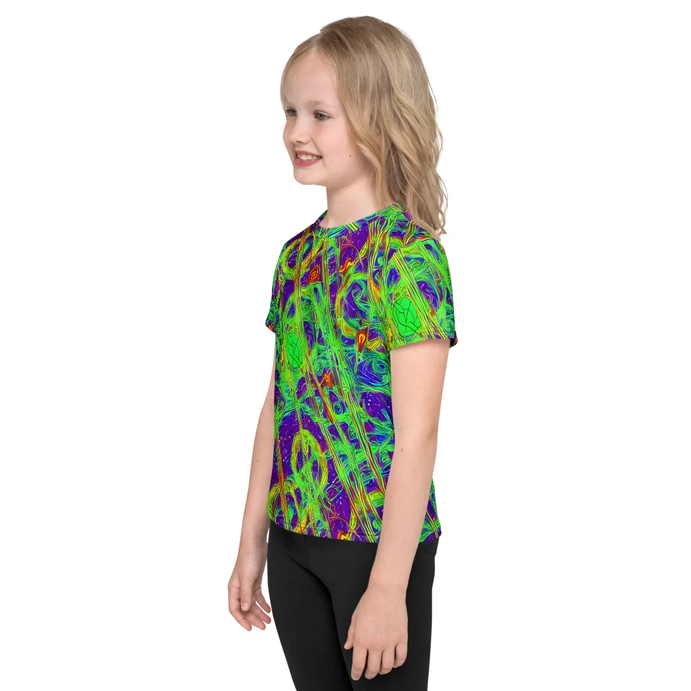 Wild Neon on Kids Crew Neck T-Shirt — Left