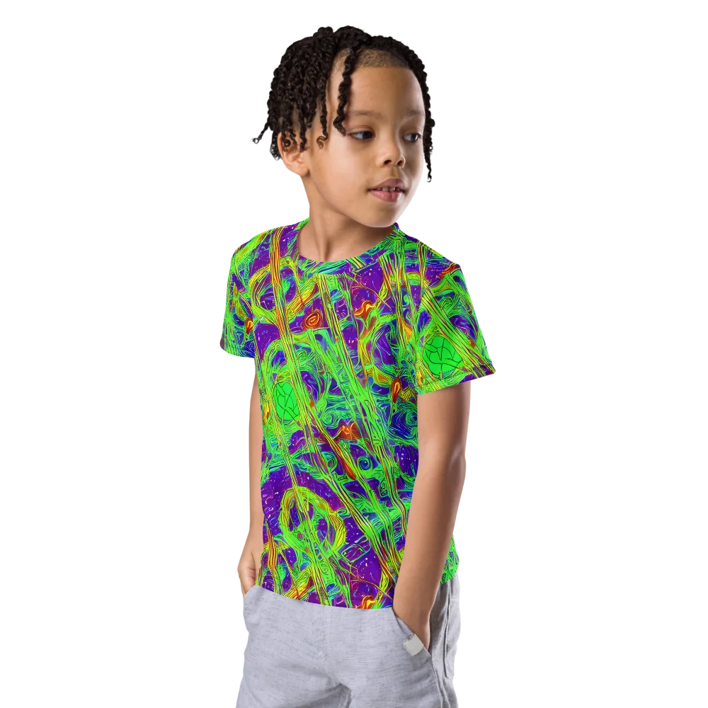 Wild Neon on Kids Crew Neck T-Shirt — Left Front