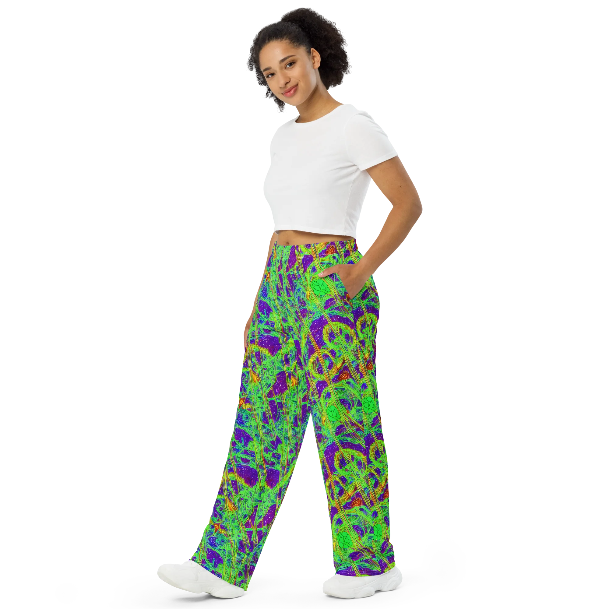 Wild Neon on Wide-Leg Pants — Left Front