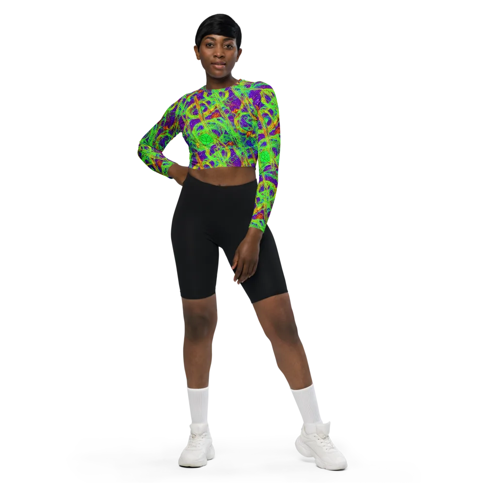 Wild Neon on Long Sleeve Crop Top — Front