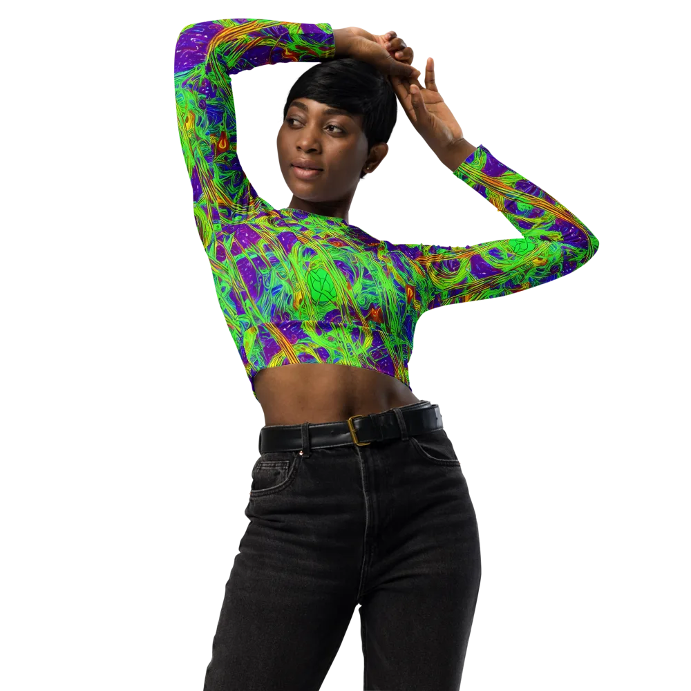 Wild Neon on Long Sleeve Crop Top — Front