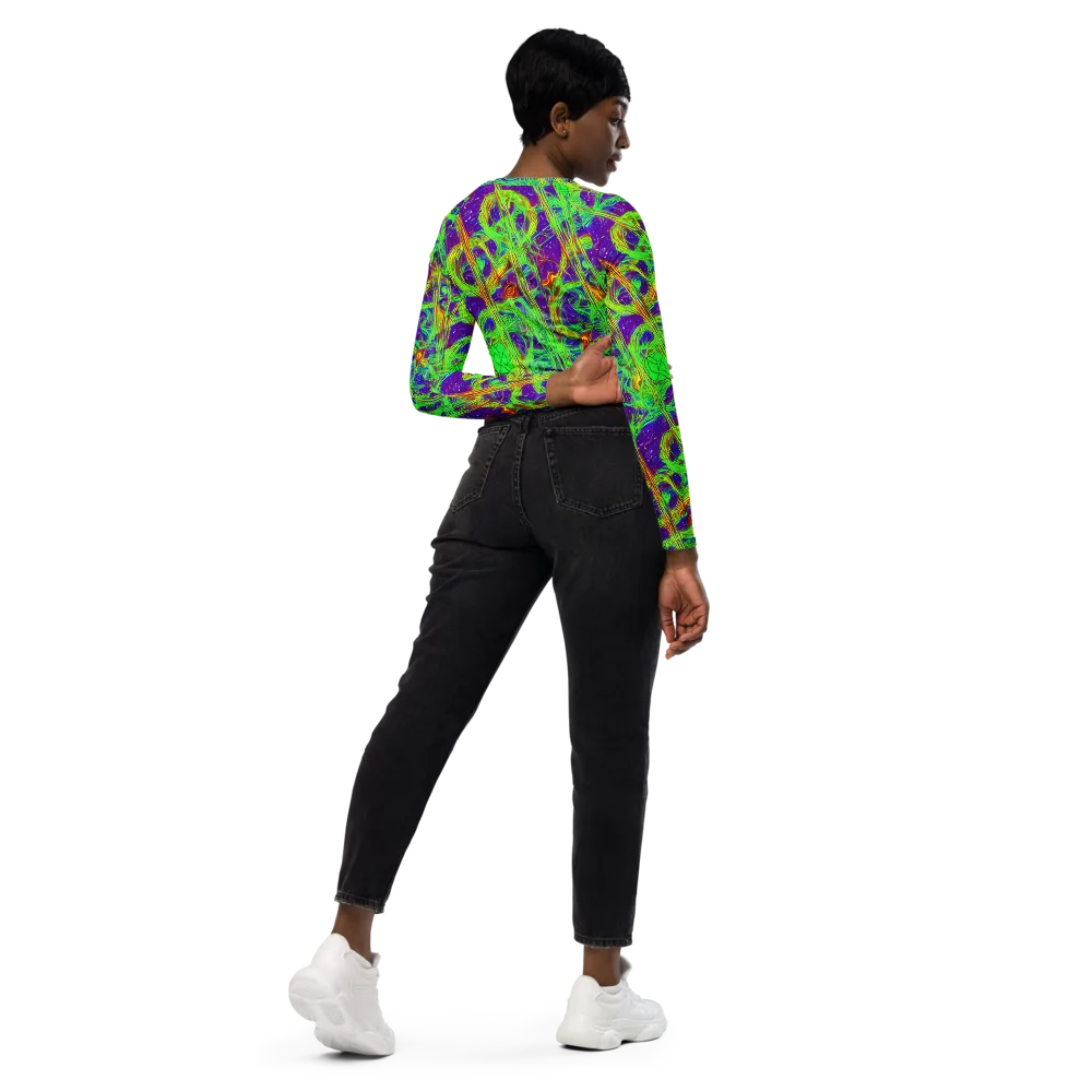 Wild Neon on Long Sleeve Crop Top — Right Back