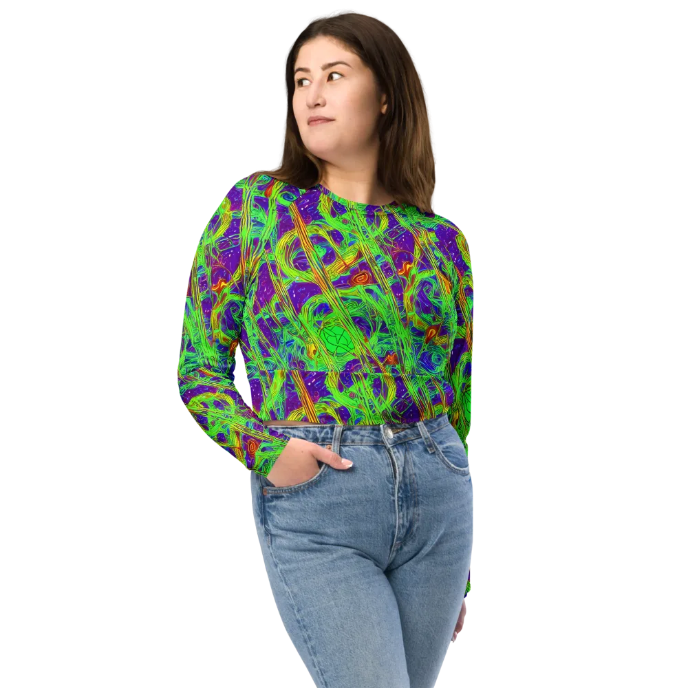 Wild Neon on Long Sleeve Crop Top — Front