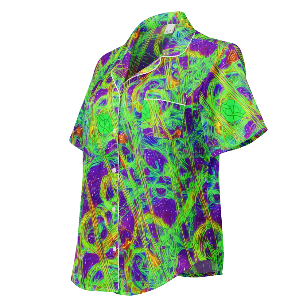 Wild Neon on Women's Short Sleeve Pajama Top — Left Front