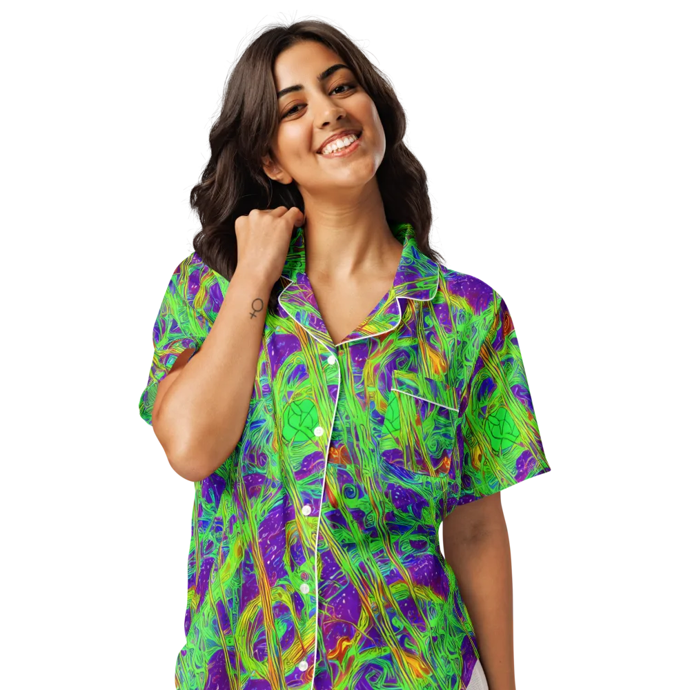 Wild Neon on Women's Short Sleeve Pajama Top — Front
