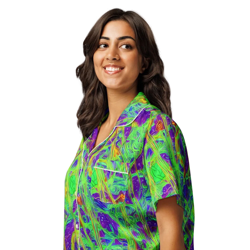 Wild Neon on Women's Short Sleeve Pajama Top — Left Front