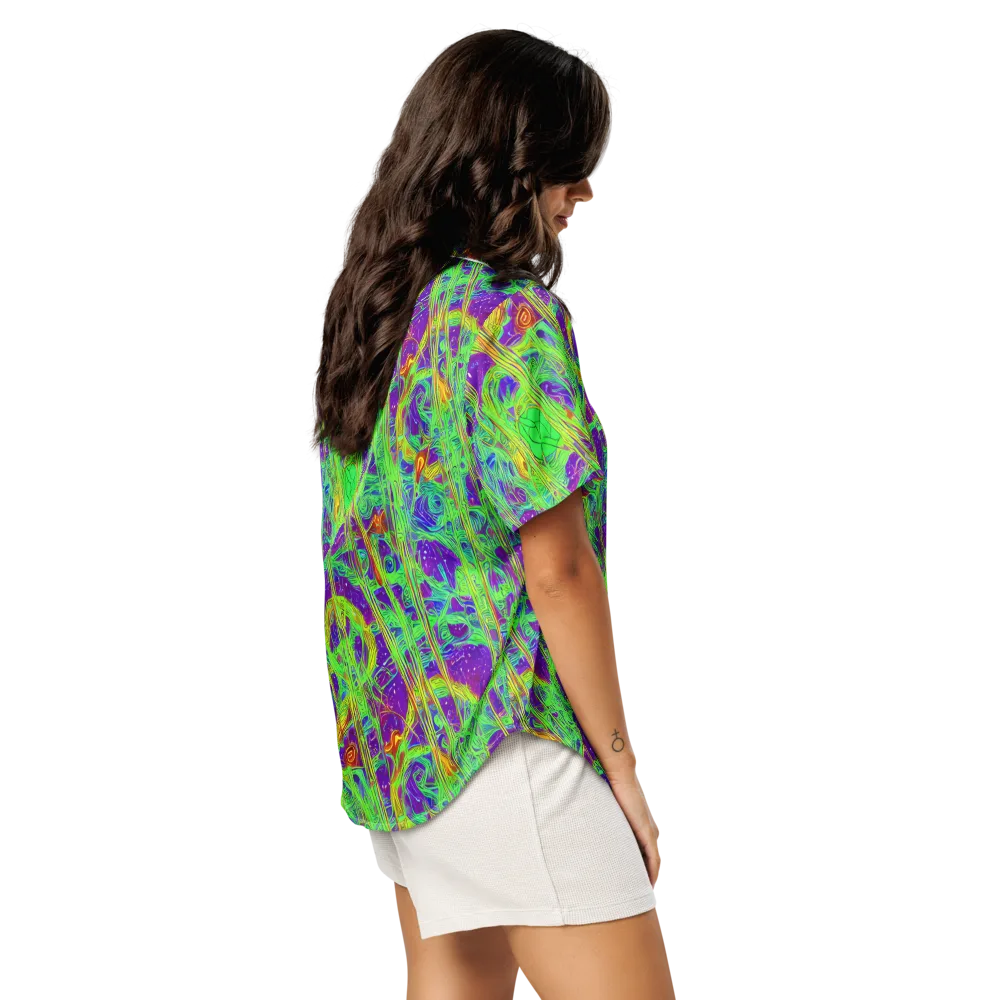 Wild Neon on Women's Short Sleeve Pajama Top — Right Back