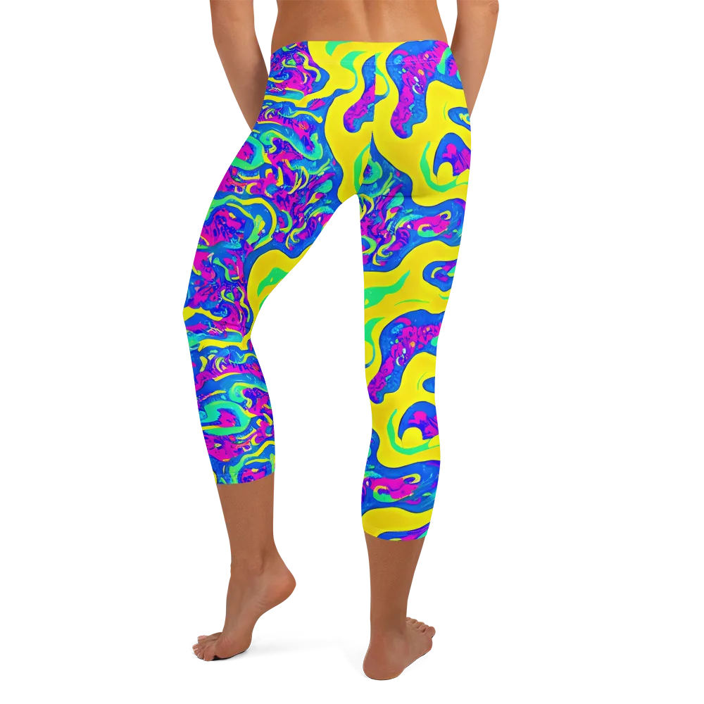 Fevered Flow on Capri Leggings — Back