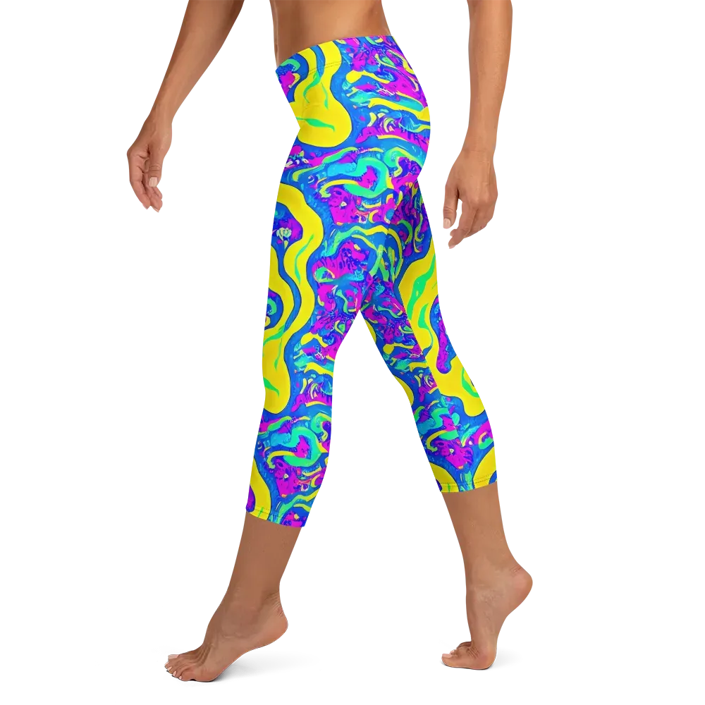 Fevered Flow on Capri Leggings — Left