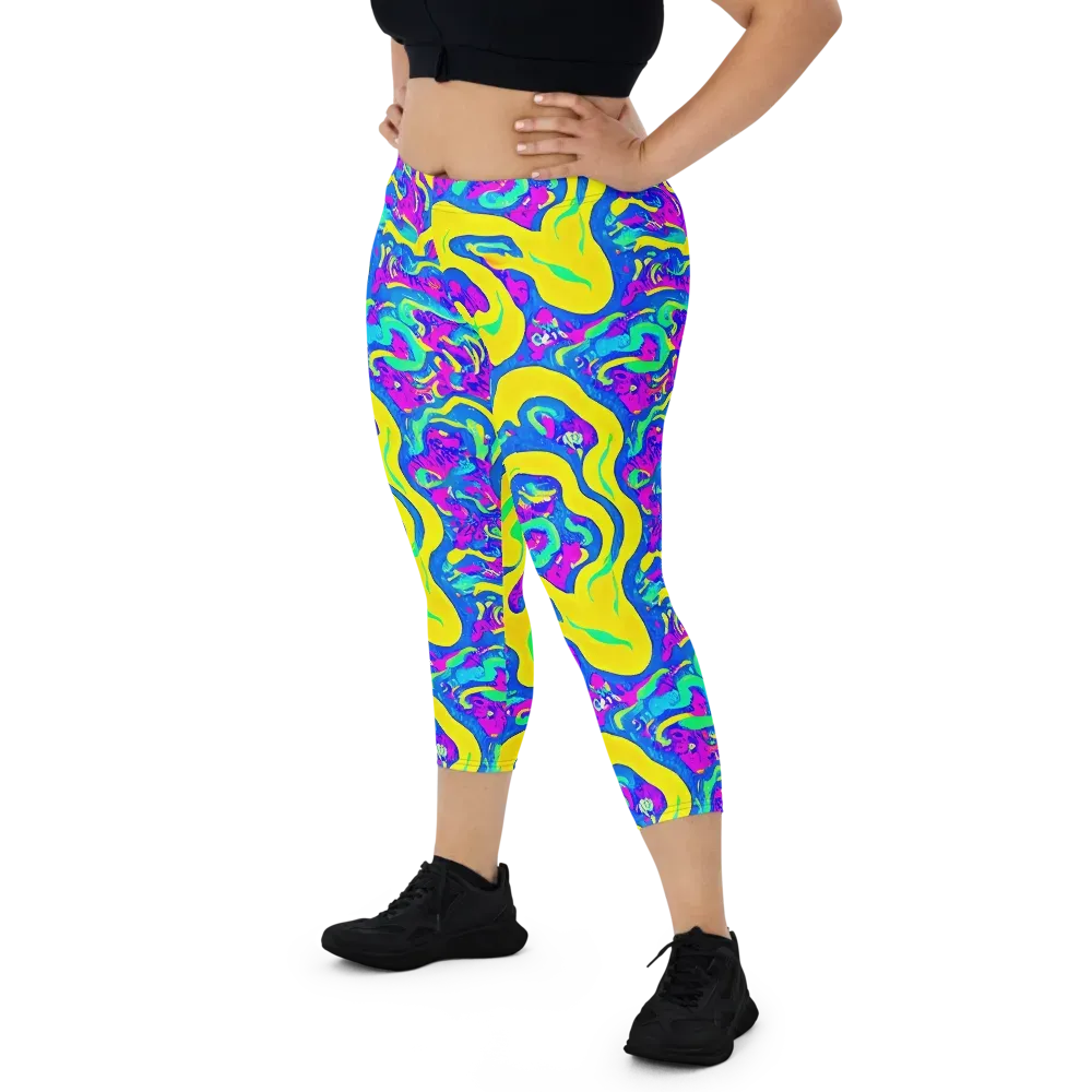 Fevered Flow on Capri Leggings — Front