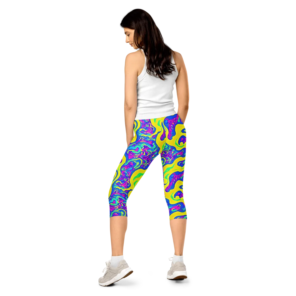 Fevered Flow on Capri Leggings — Back