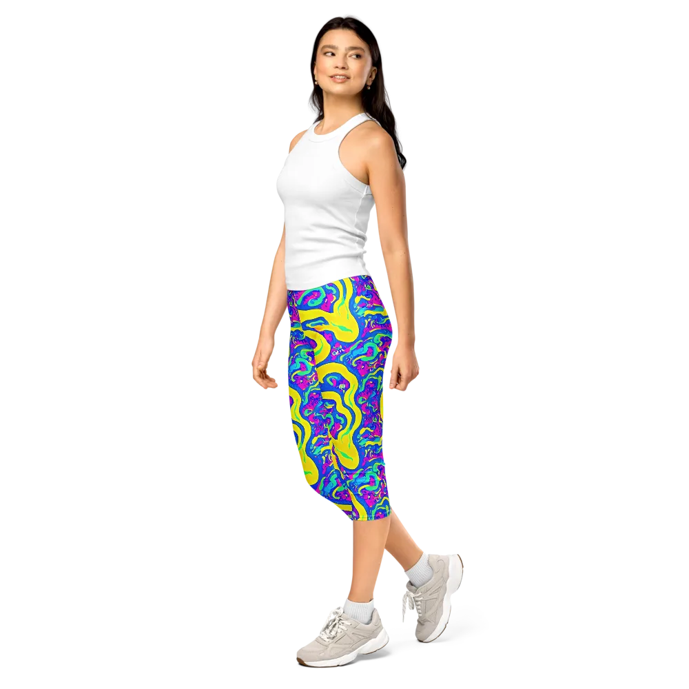 Fevered Flow on Capri Leggings — Left Front