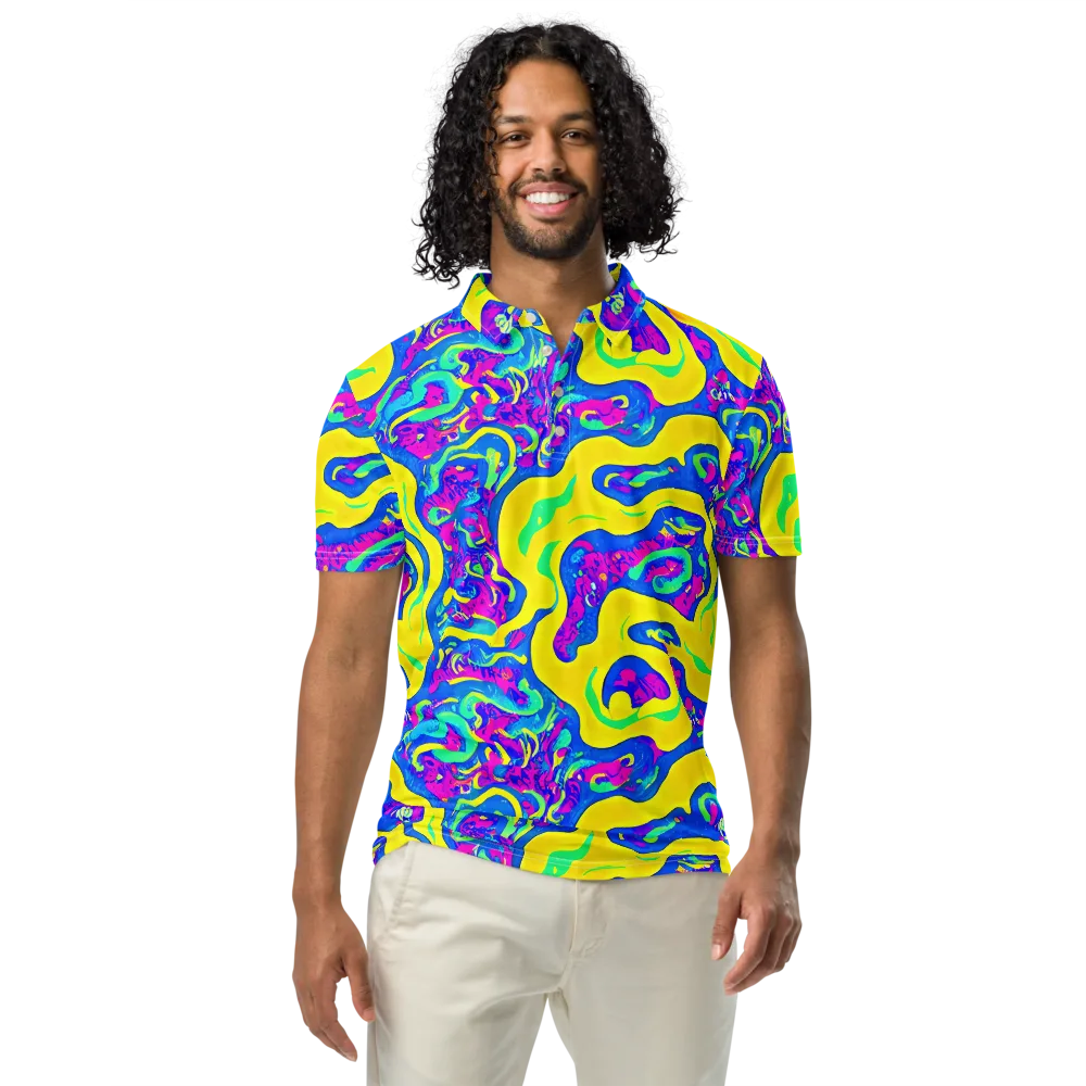 Fevered Flow on Men's Slim Fit Polo Shirt — Front