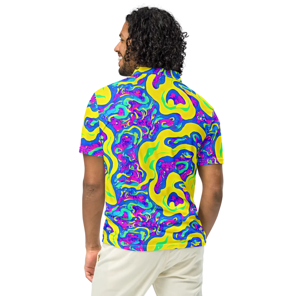 Fevered Flow on Men's Slim Fit Polo Shirt — Back