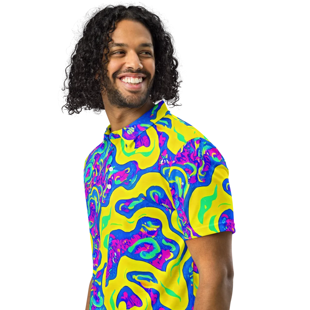 Fevered Flow on Men's Slim Fit Polo Shirt — Left Front