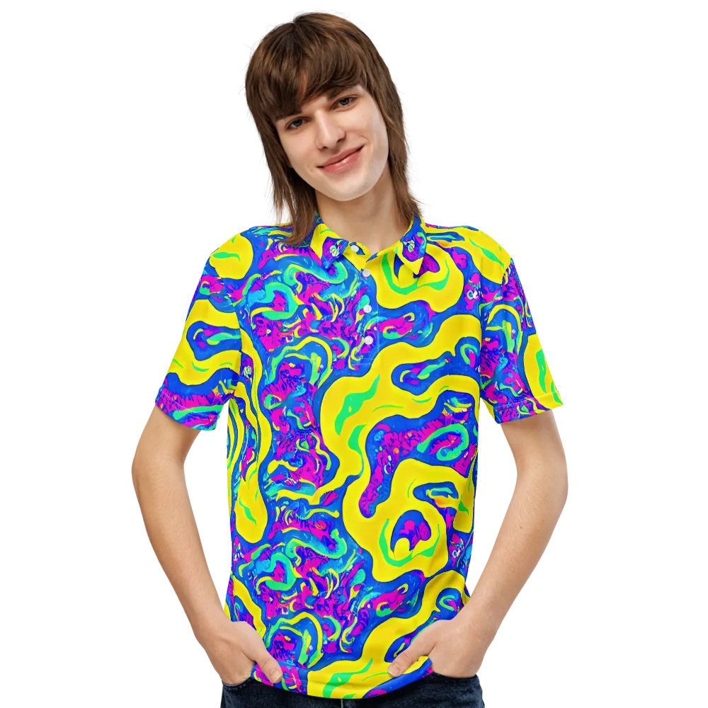 Fevered Flow on Men's Slim Fit Polo Shirt — Front