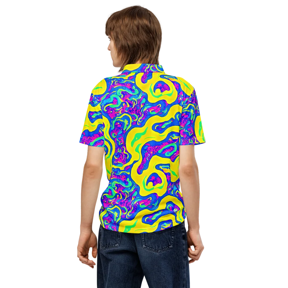 Fevered Flow on Men's Slim Fit Polo Shirt — Back