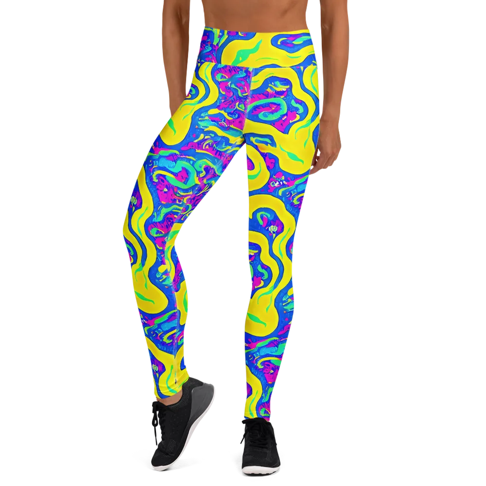 Fevered Flow on Yoga Leggings — Front