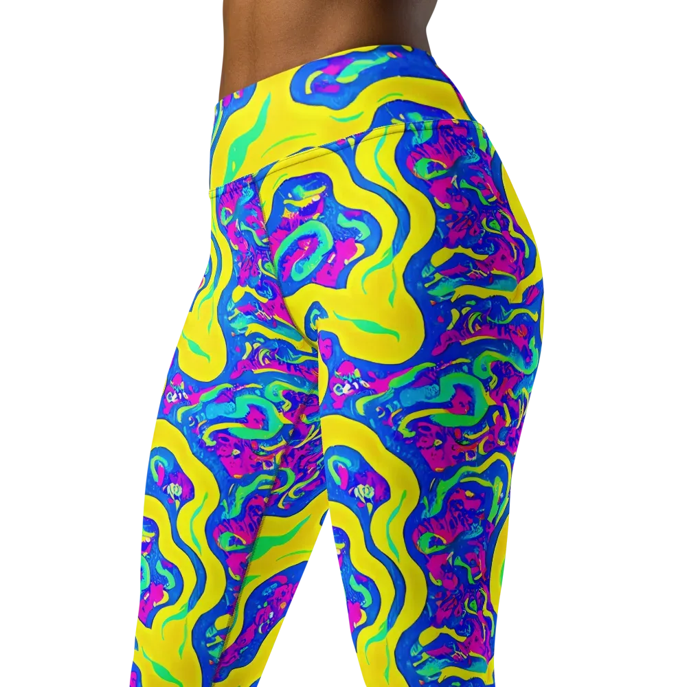 Fevered Flow on Yoga Leggings — Left Front