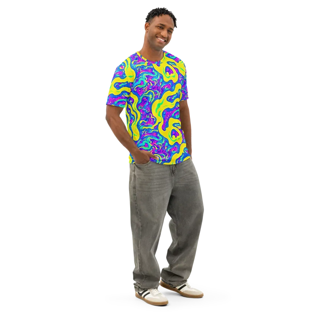 Fevered Flow on Men's Cotton Crew Neck T-Shirt — Right Front