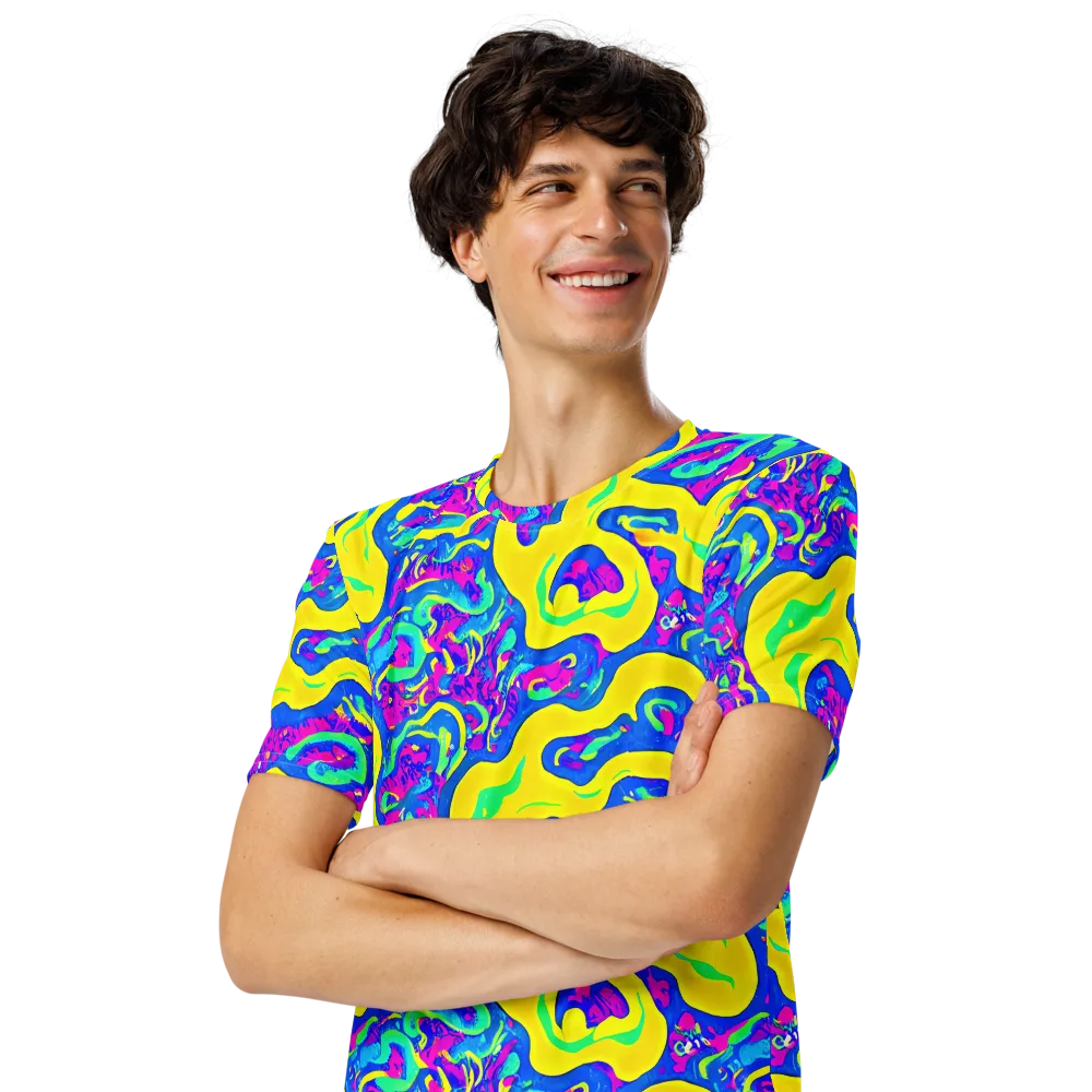 Fevered Flow on Men's Crew Neck T-Shirt — Left Front