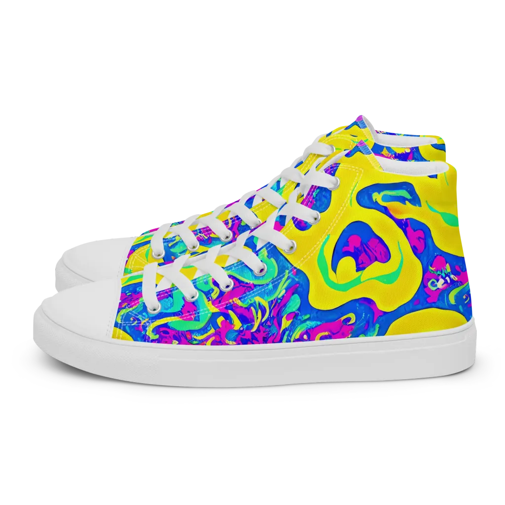 Fevered Flow on Men's High Top Canvas Shoes — Left