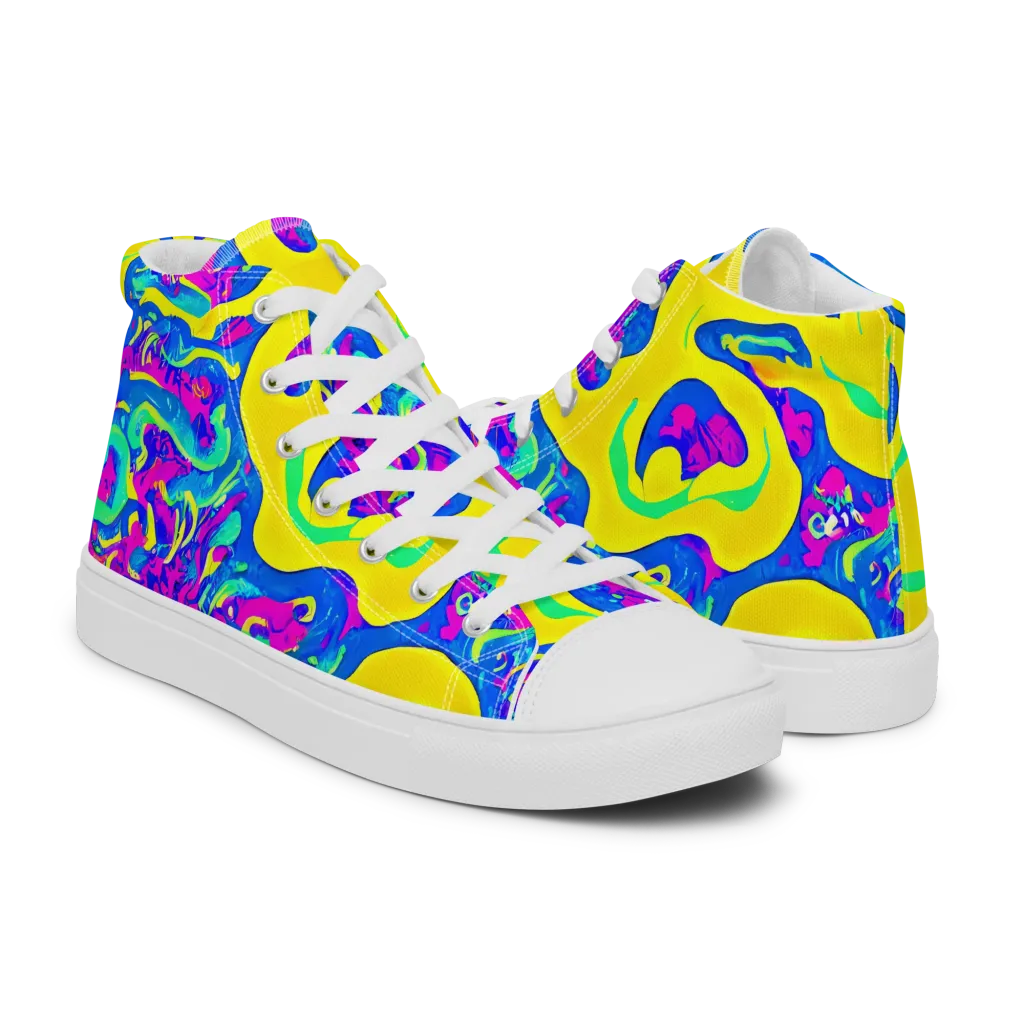 Fevered Flow on Men's High Top Canvas Shoes — Right