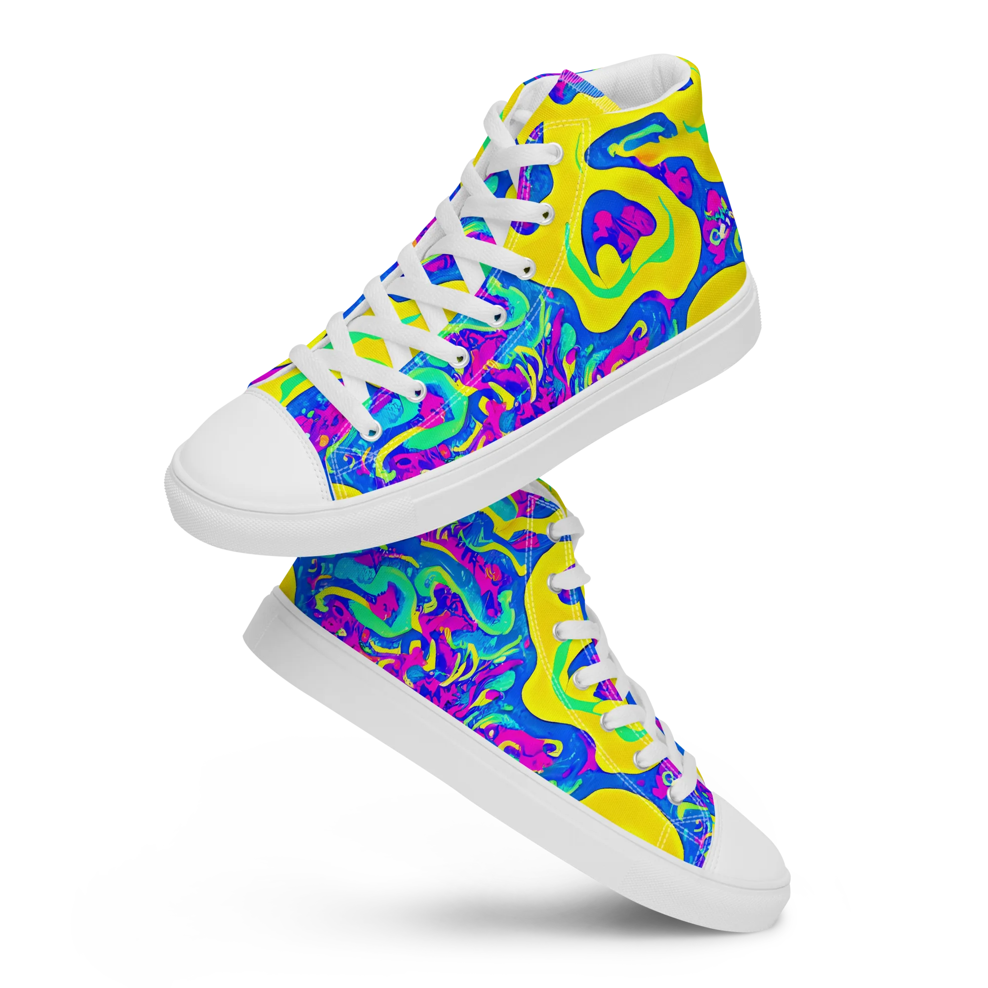 Fevered Flow on Men's High Top Canvas Shoes — Front