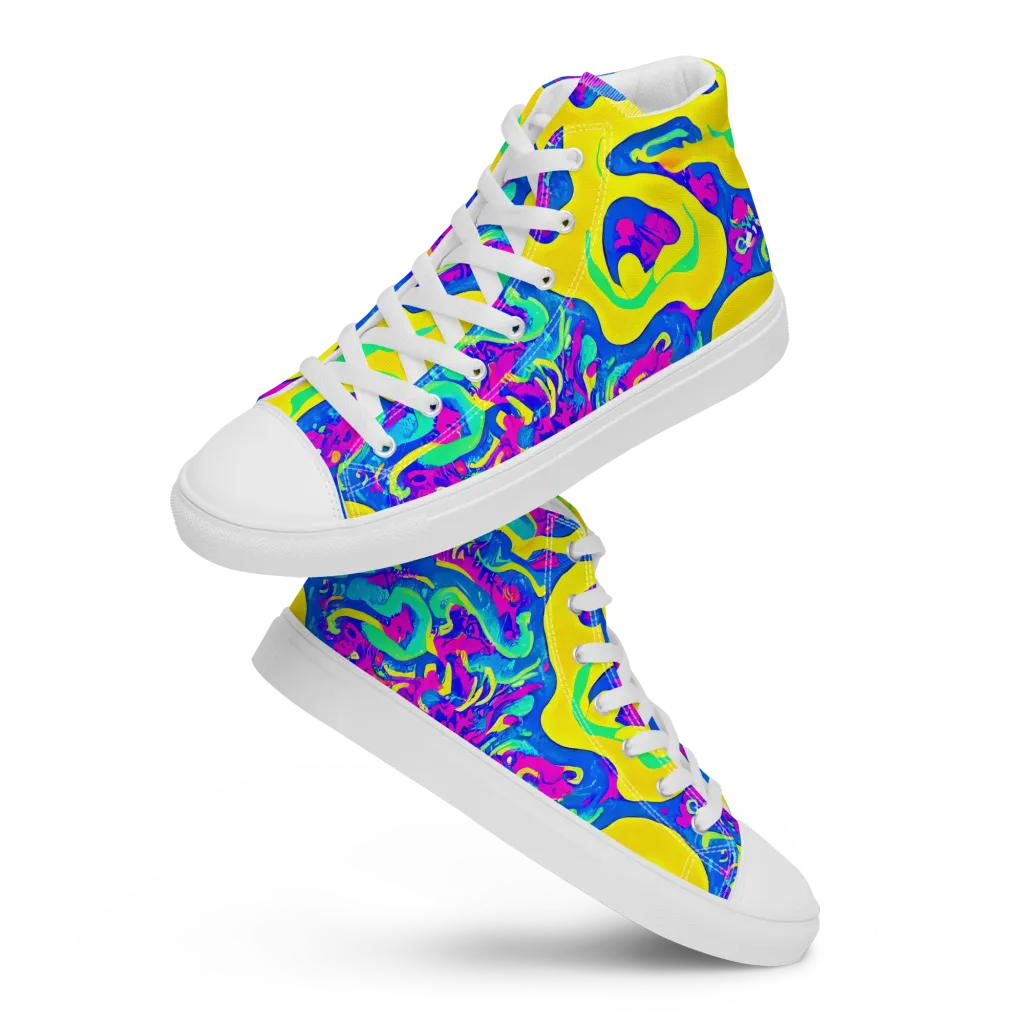 Fevered Flow on Men's High Top Canvas Shoes — Front