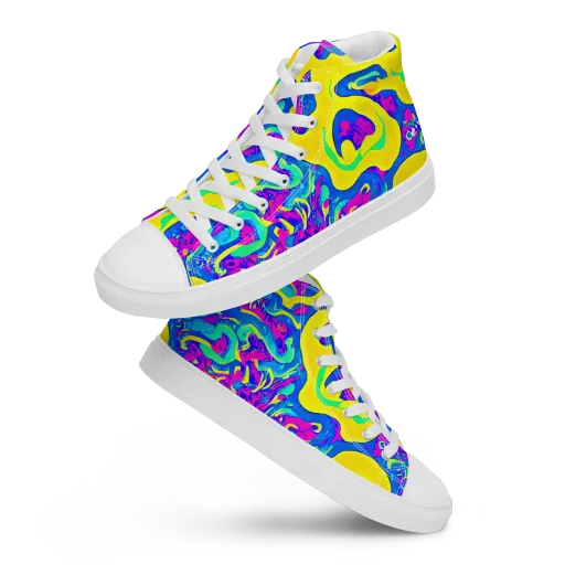 Fevered Flow on a Men's High Top Canvas Shoes