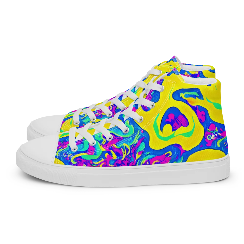 Fevered Flow on Women's High Top Canvas Shoes — Left