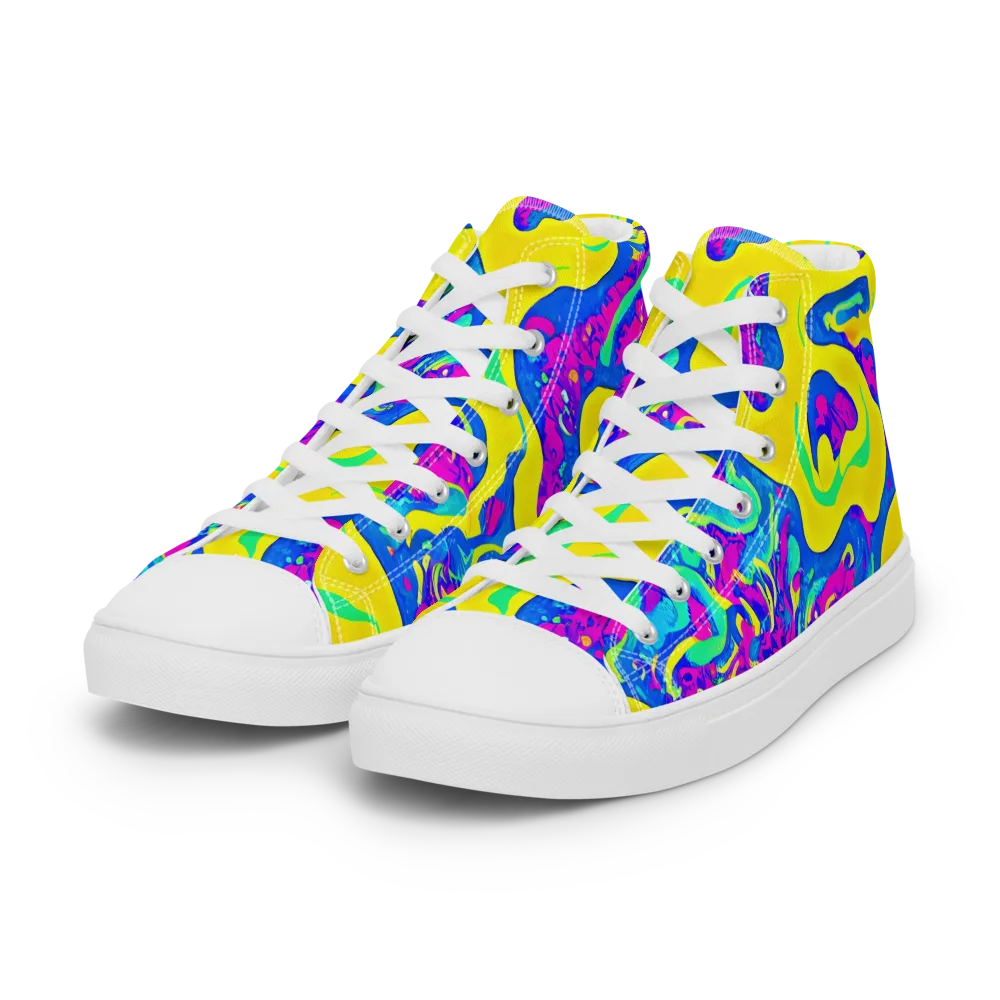 Fevered Flow on Women's High Top Canvas Shoes — Left Front