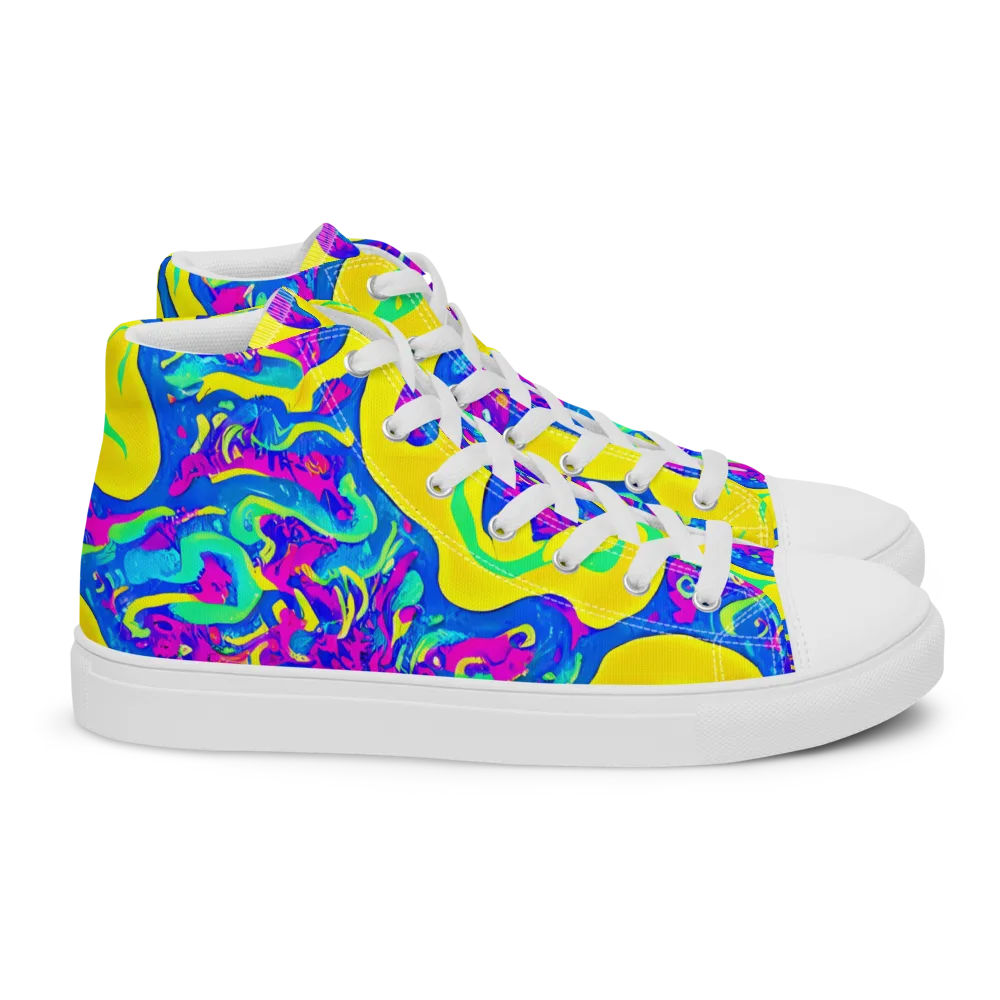 Fevered Flow on Women's High Top Canvas Shoes — Right