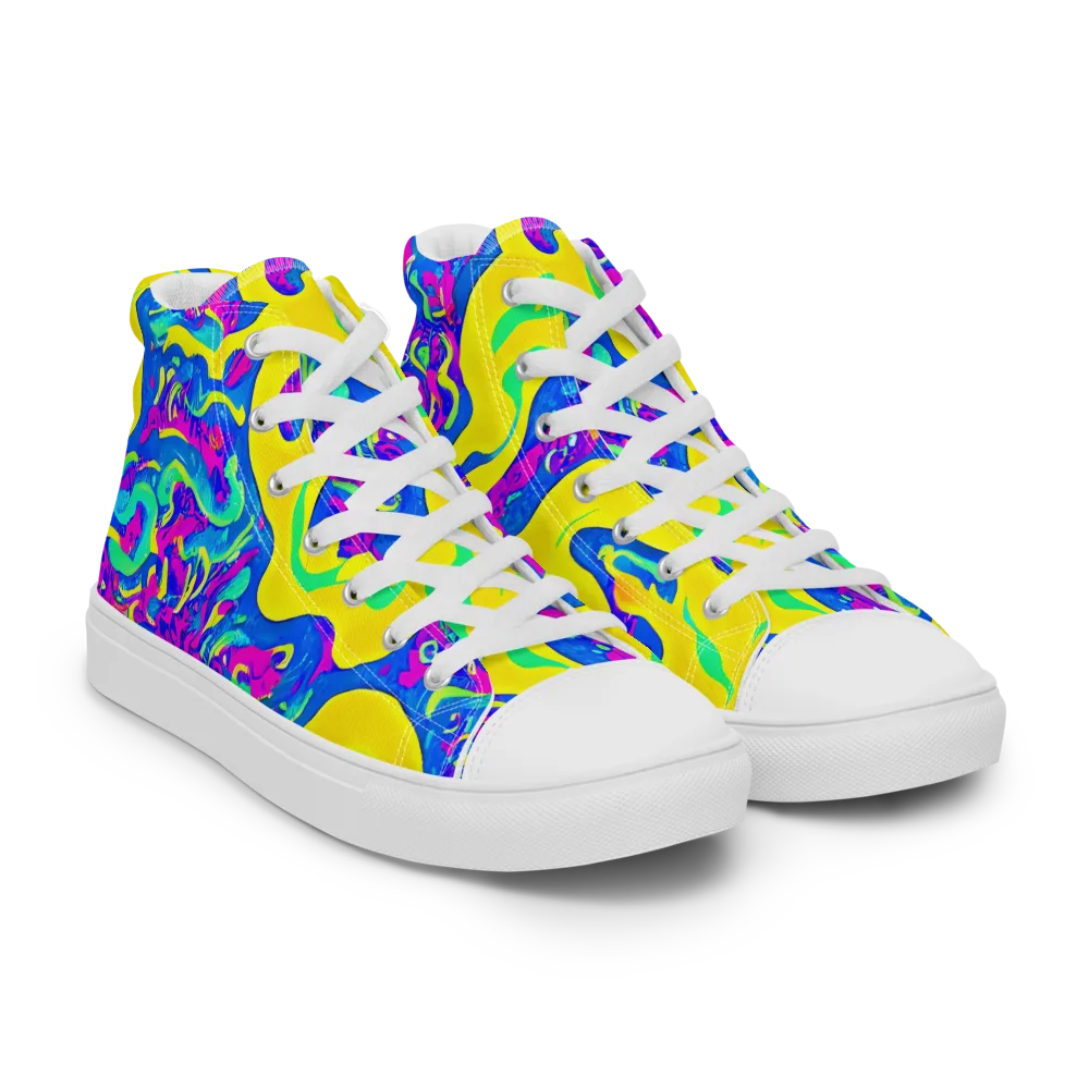 Fevered Flow on Women's High Top Canvas Shoes — Right Front
