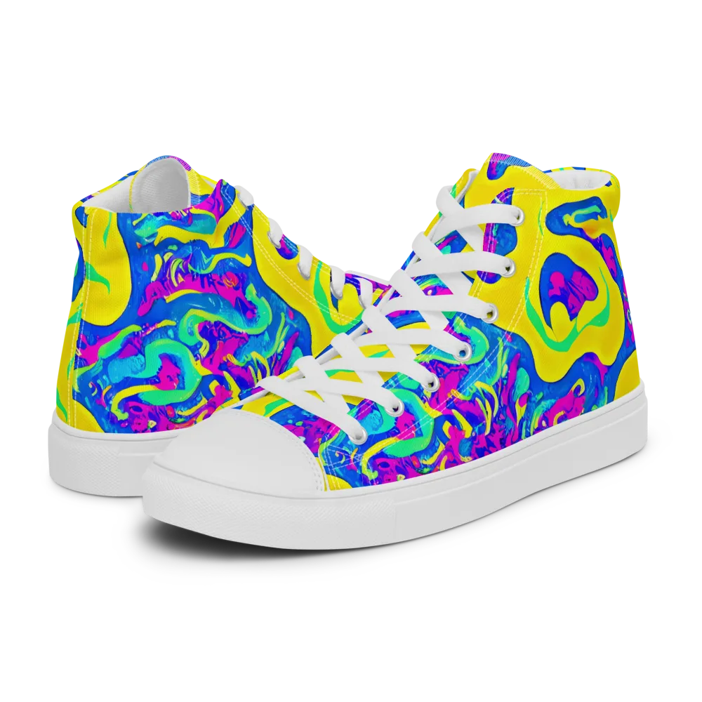Fevered Flow on Women's High Top Canvas Shoes — Left