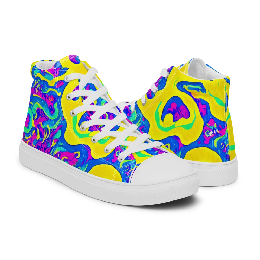 Fevered Flow on Women's High Top Canvas Shoes — Right