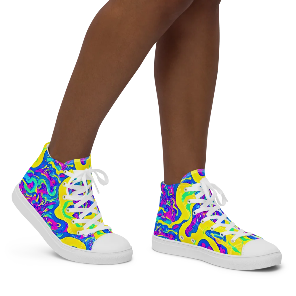 Fevered Flow on Women's High Top Canvas Shoes — Right