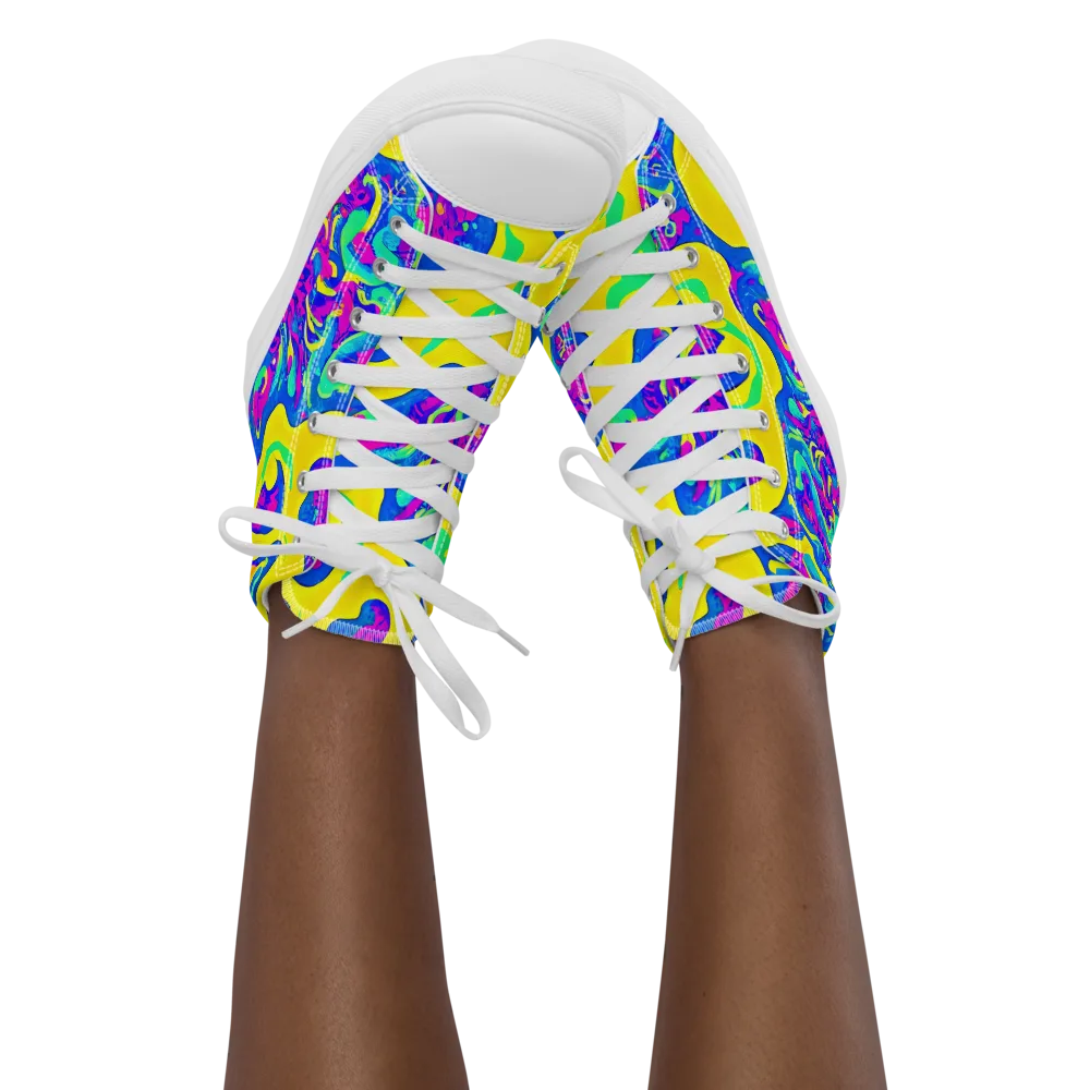 Fevered Flow on Women's High Top Canvas Shoes — Front