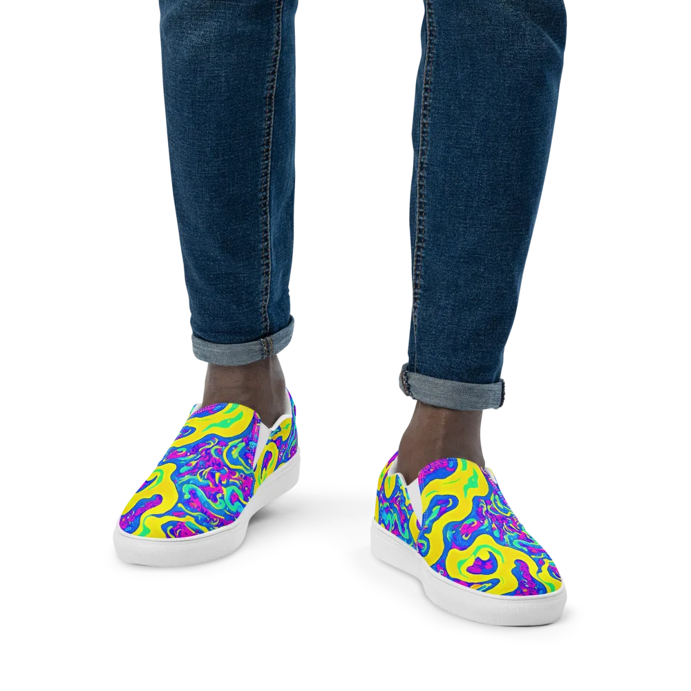 Fevered Flow on Men's Slip-On Canvas Shoes — Front