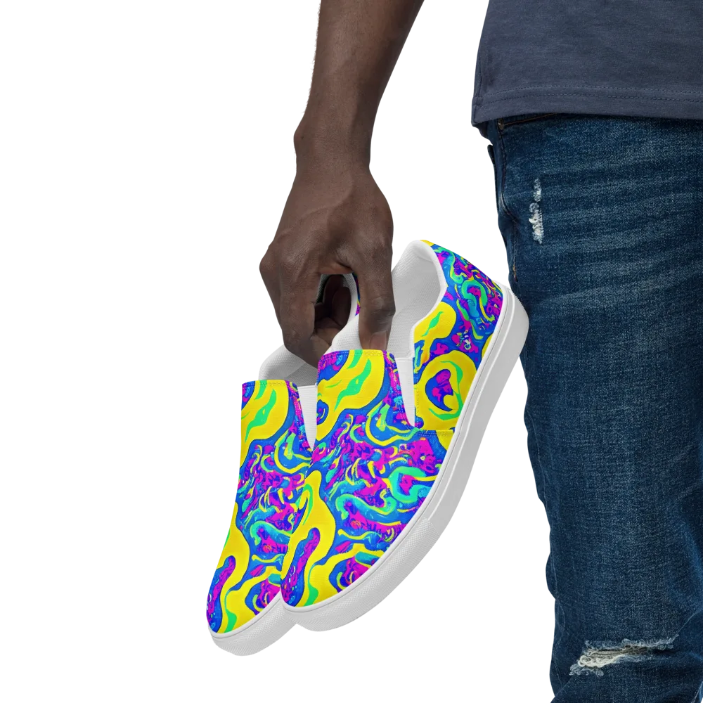 Fevered Flow on Men's Slip-On Canvas Shoes — Left Front