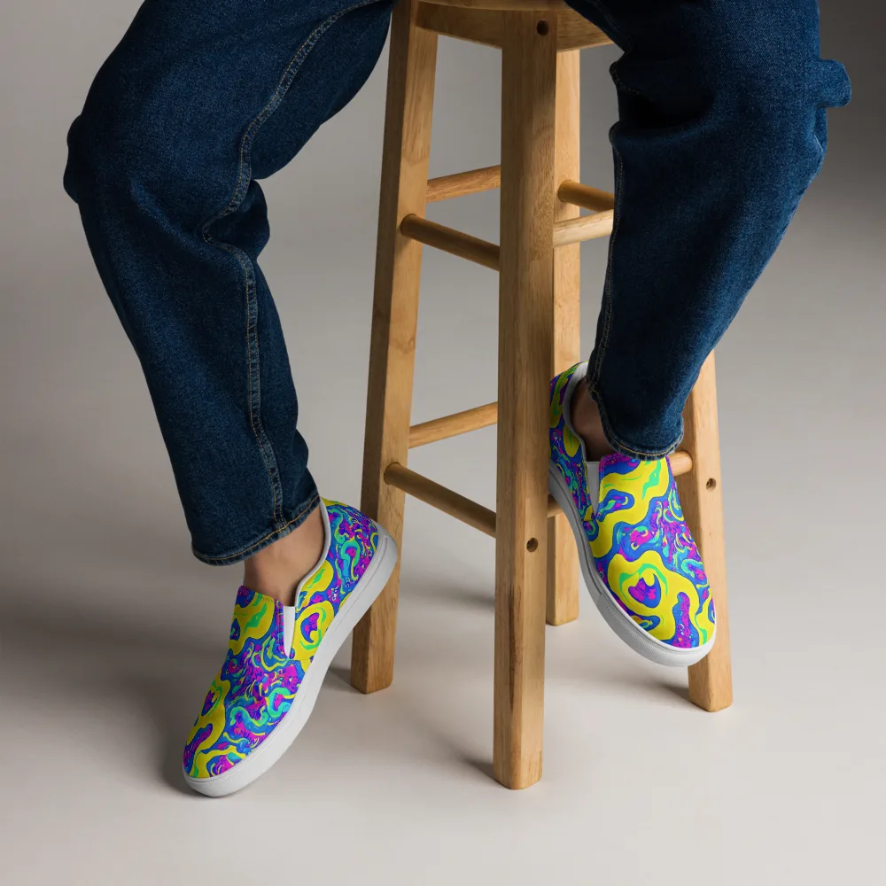 Fevered Flow on Men's Slip-On Canvas Shoes — Front