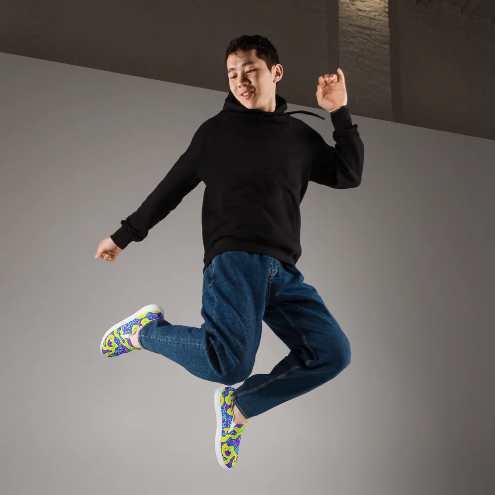 Fevered Flow on Men's Slip-On Canvas Shoes — Right Front