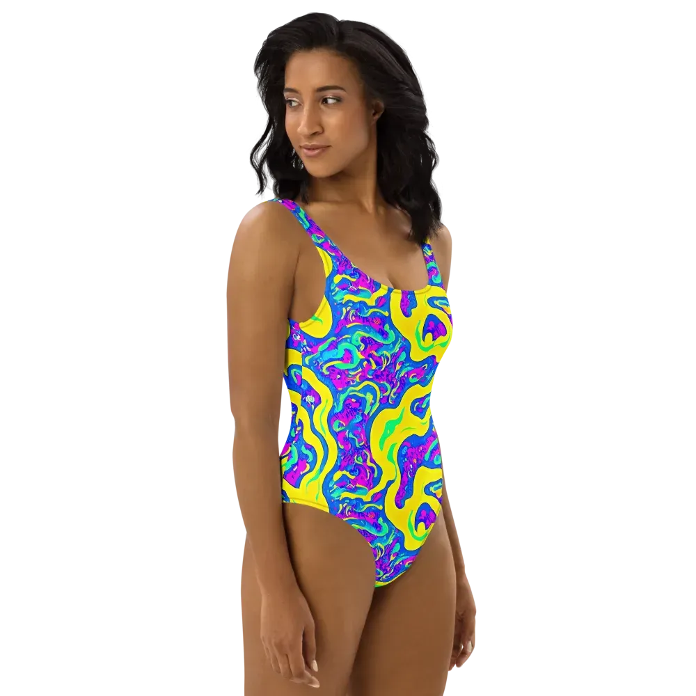 Fevered Flow on One-Piece Swimsuit — Right